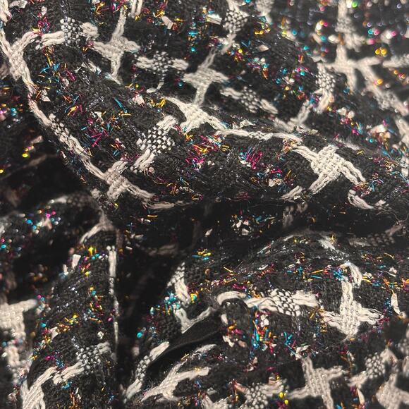 LOFT Shimmer Tweed Crop Jacket & Skirt Size 2 Small 2-Pc Set Black Metallic Suit - Picture 13 of 13